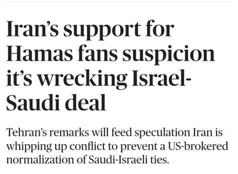 Iran’s support for Hamas fans suspicion it’s wrecking Israel-Saudi deal